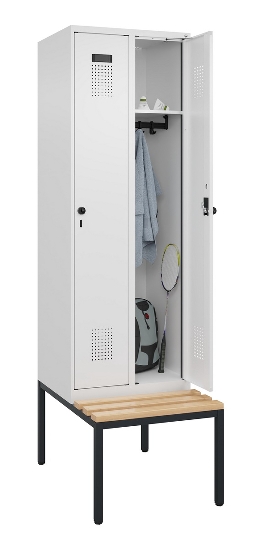 C+P Spind Evolo PLUS 0490507-32 mit Bank 3 Abt.400mm Drehriegel (HxBxT) 2120x1200x815mm 9016/3015