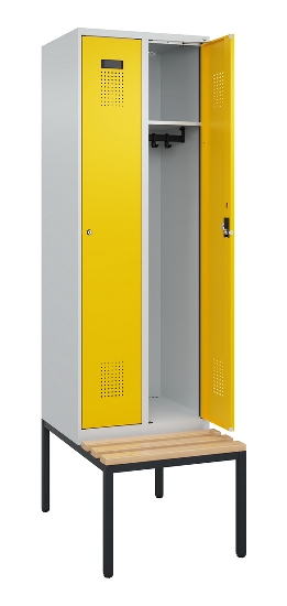 C+P Spind Evolo PLUS 0490507-32 mit Bank 3 Abt.400mm Drehriegel (HxBxT) 2120x1200x815mm 9016/3015