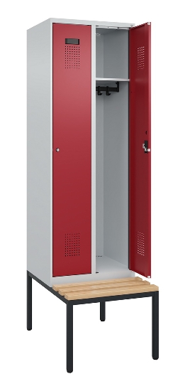 C+P Spind Evolo PLUS 0490507-32 mit Bank 3 Abt.400mm Drehriegel (HxBxT) 2120x1200x815mm 9016/3015