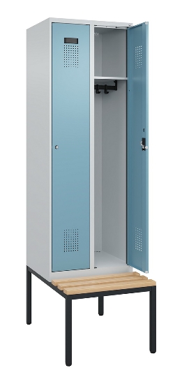 C+P Spind Evolo PLUS 0490507-32 mit Bank 3 Abt.400mm Drehriegel (HxBxT) 2120x1200x815mm 9016/3015