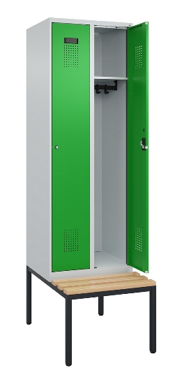 C+P Spind Evolo PLUS 0490507-32 mit Bank 3 Abt.400mm Drehriegel (HxBxT) 2120x1200x815mm 9016/3015