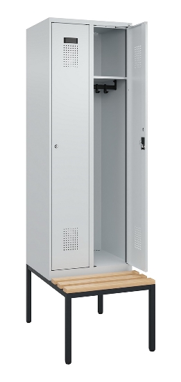 C+P Spind Evolo PLUS 0490507-32 mit Bank 3 Abt.400mm Drehriegel (HxBxT) 2120x1200x815mm 9016/3015