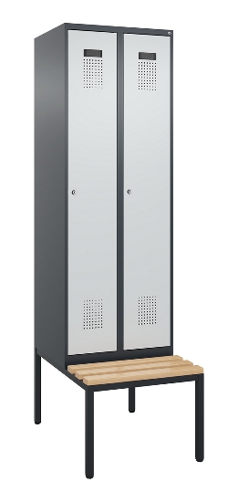 C+P Spind Evolo PLUS 0490507-32 mit Bank 3 Abt.400mm Drehriegel (HxBxT) 2120x1200x815mm 9016/3015