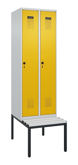C+P Spind Evolo PLUS 0490507-12 mit Bank 1 Abt.400mm Drehriegel (HxBxT) 2120x400x815mm 7035/6011