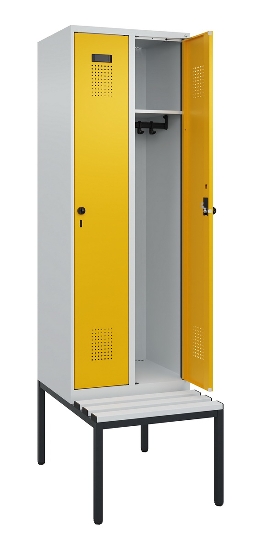 C+P Spind Evolo PLUS 0490507-12 mit Bank 1 Abt.400mm Drehriegel (HxBxT) 2120x400x815mm 7035/6011
