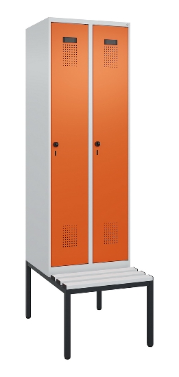 C+P Spind Evolo PLUS 0490507-12 mit Bank 1 Abt.400mm Drehriegel (HxBxT) 2120x400x815mm 7035/6011