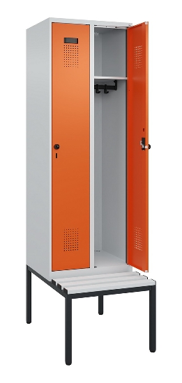 C+P Spind Evolo PLUS 0490507-12 mit Bank 1 Abt.400mm Drehriegel (HxBxT) 2120x400x815mm 7035/6011