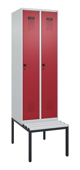 C+P Spind Evolo PLUS 0490507-12 mit Bank 1 Abt.400mm Drehriegel (HxBxT) 2120x400x815mm 7035/6011