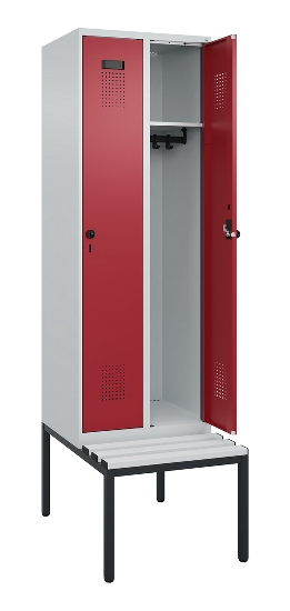 C+P Spind Evolo PLUS 0490507-12 mit Bank 1 Abt.400mm Drehriegel (HxBxT) 2120x400x815mm 7035/6011