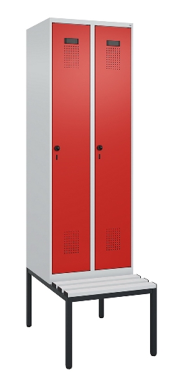 C+P Spind Evolo PLUS 0490507-12 mit Bank 1 Abt.400mm Drehriegel (HxBxT) 2120x400x815mm 7035/6011