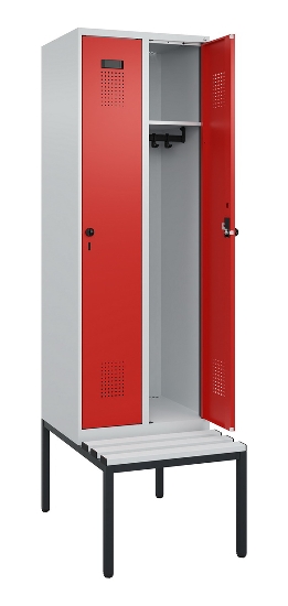 C+P Spind Evolo PLUS 0490507-12 mit Bank 1 Abt.400mm Drehriegel (HxBxT) 2120x400x815mm 7035/6011