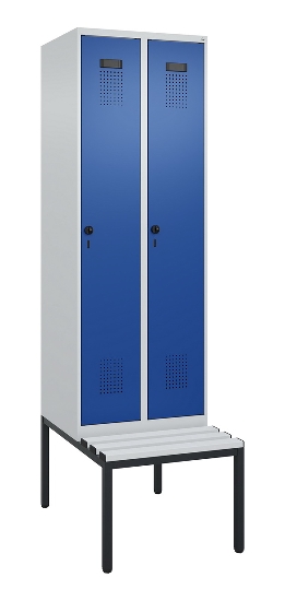 C+P Spind Evolo PLUS 0490507-12 mit Bank 1 Abt.400mm Drehriegel (HxBxT) 2120x400x815mm 7035/6011