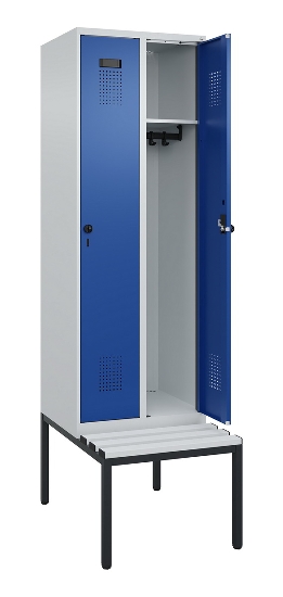 C+P Spind Evolo PLUS 0490507-12 mit Bank 1 Abt.400mm Drehriegel (HxBxT) 2120x400x815mm 7035/6011