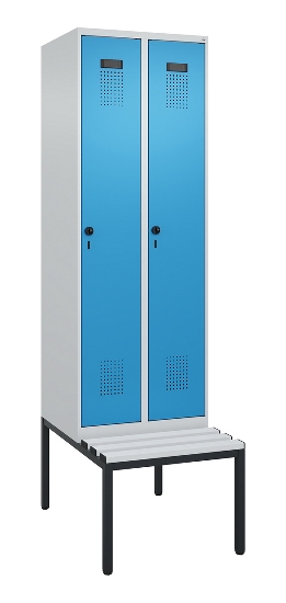 C+P Spind Evolo PLUS 0490507-12 mit Bank 1 Abt.400mm Drehriegel (HxBxT) 2120x400x815mm 7035/6011