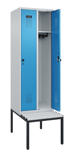 C+P Spind Evolo PLUS 0490507-12 mit Bank 1 Abt.400mm Drehriegel (HxBxT) 2120x400x815mm 7035/6011