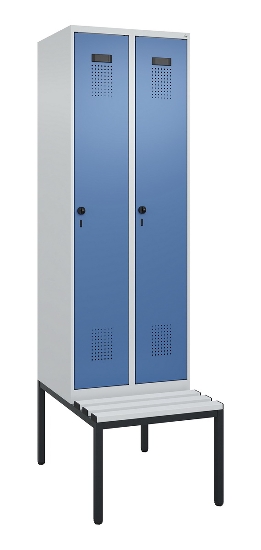 C+P Spind Evolo PLUS 0490507-12 mit Bank 1 Abt.400mm Drehriegel (HxBxT) 2120x400x815mm 7035/6011