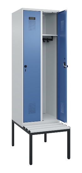 C+P Spind Evolo PLUS 0490507-12 mit Bank 1 Abt.400mm Drehriegel (HxBxT) 2120x400x815mm 7035/6011