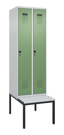 C+P Spind Evolo PLUS 0490507-12 mit Bank 1 Abt.400mm Drehriegel (HxBxT) 2120x400x815mm 7035/6011