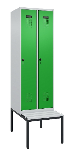 C+P Spind Evolo PLUS 0490507-12 mit Bank 1 Abt.400mm Drehriegel (HxBxT) 2120x400x815mm 7035/6011