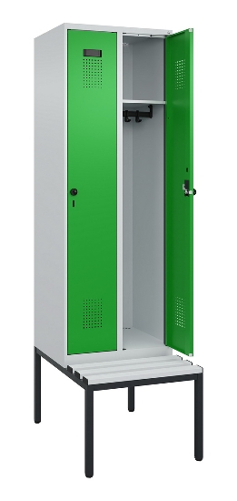 C+P Spind Evolo PLUS 0490507-12 mit Bank 1 Abt.400mm Drehriegel (HxBxT) 2120x400x815mm 7035/6011