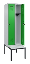 C+P Spind Evolo PLUS 0490507-12 mit Bank 1 Abt.400mm Drehriegel (HxBxT) 2120x400x815mm 7035/6011