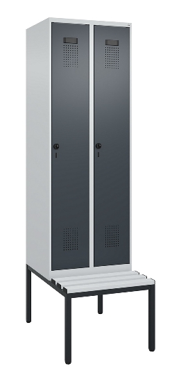 C+P Spind Evolo PLUS 0490507-12 mit Bank 1 Abt.400mm Drehriegel (HxBxT) 2120x400x815mm 7035/6011