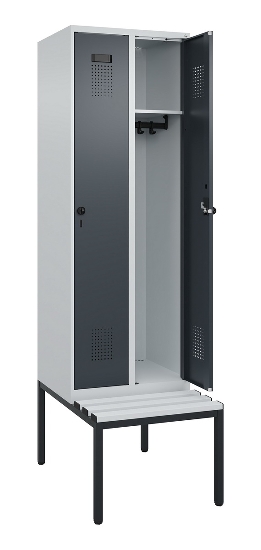 C+P Spind Evolo PLUS 0490507-12 mit Bank 1 Abt.400mm Drehriegel (HxBxT) 2120x400x815mm 7035/6011