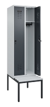 C+P Spind Evolo PLUS 0490507-12 mit Bank 1 Abt.400mm Drehriegel (HxBxT) 2120x400x815mm 7035/6011