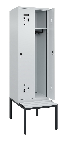 C+P Spind Evolo PLUS 0490507-12 mit Bank 1 Abt.400mm Drehriegel (HxBxT) 2120x400x815mm 7035/6011