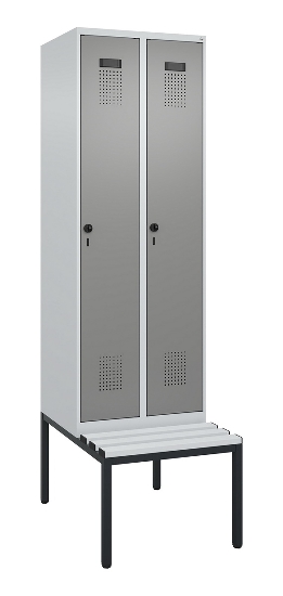 C+P Spind Evolo PLUS 0490507-12 mit Bank 1 Abt.400mm Drehriegel (HxBxT) 2120x400x815mm 7035/6011