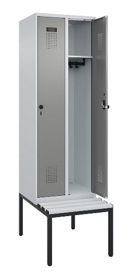 C+P Spind Evolo PLUS 0490507-12 mit Bank 1 Abt.400mm Drehriegel (HxBxT) 2120x400x815mm 7035/6011
