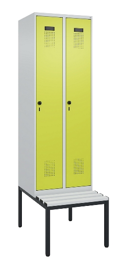 C+P Spind Evolo PLUS 0490507-12 mit Bank 1 Abt.400mm Drehriegel (HxBxT) 2120x400x815mm 7035/6011