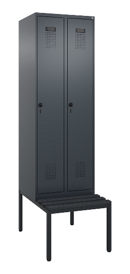 C+P Spind Evolo PLUS 0490507-12 mit Bank 1 Abt.400mm Drehriegel (HxBxT) 2120x400x815mm 7035/6011