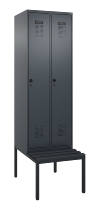 C+P Spind Evolo PLUS 0490507-12 mit Bank 1 Abt.400mm Drehriegel (HxBxT) 2120x400x815mm 7035/6011