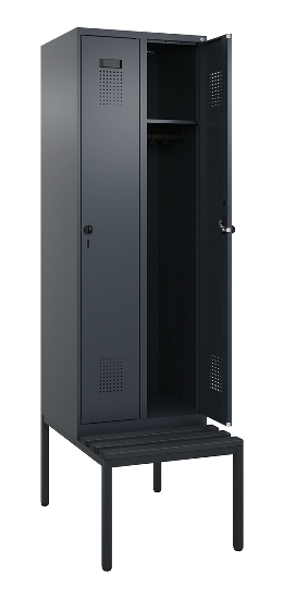 C+P Spind Evolo PLUS 0490507-12 mit Bank 1 Abt.400mm Drehriegel (HxBxT) 2120x400x815mm 7035/6011
