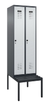 C+P Spind Evolo PLUS 0490507-12 mit Bank 1 Abt.400mm Drehriegel (HxBxT) 2120x400x815mm 7035/6011