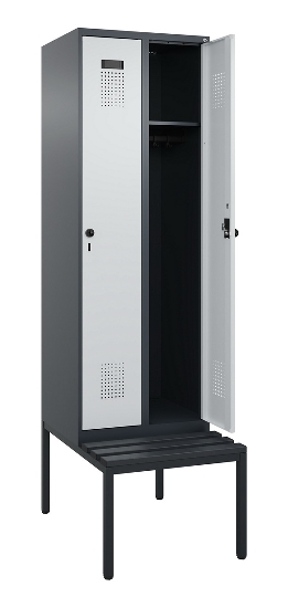 C+P Spind Evolo PLUS 0490507-12 mit Bank 1 Abt.400mm Drehriegel (HxBxT) 2120x400x815mm 7035/6011