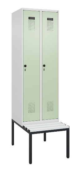 C+P Spind Evolo PLUS 0490507-12 mit Bank 1 Abt.400mm Drehriegel (HxBxT) 2120x400x815mm 7035/6011