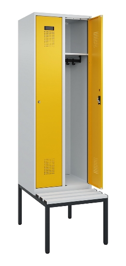 C+P Spind Evolo PLUS 0490507-12 mit Bank 1 Abt.400mm Drehriegel (HxBxT) 2120x400x815mm 7035/6011