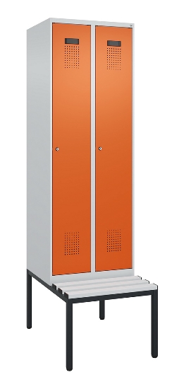 C+P Spind Evolo PLUS 0490507-12 mit Bank 1 Abt.400mm Drehriegel (HxBxT) 2120x400x815mm 7035/6011
