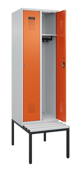 C+P Spind Evolo PLUS 0490507-12 mit Bank 1 Abt.400mm Drehriegel (HxBxT) 2120x400x815mm 7035/6011