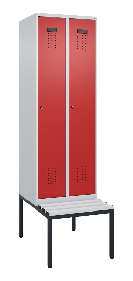 C+P Spind Evolo PLUS 0490507-12 mit Bank 1 Abt.400mm Drehriegel (HxBxT) 2120x400x815mm 7035/6011