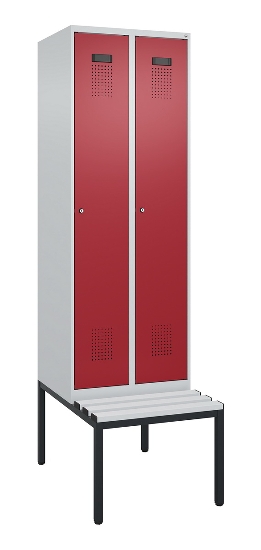 C+P Spind Evolo PLUS 0490507-12 mit Bank 1 Abt.400mm Drehriegel (HxBxT) 2120x400x815mm 7035/6011