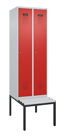 C+P Spind Evolo PLUS 0490507-12 mit Bank 1 Abt.400mm Drehriegel (HxBxT) 2120x400x815mm 7035/6011
