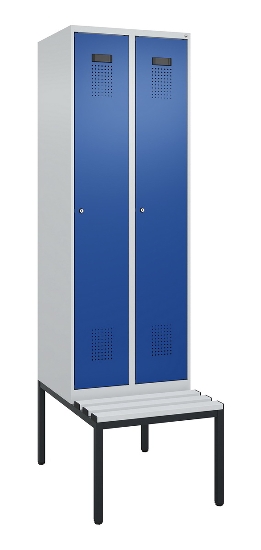 C+P Spind Evolo PLUS 0490507-12 mit Bank 1 Abt.400mm Drehriegel (HxBxT) 2120x400x815mm 7035/6011