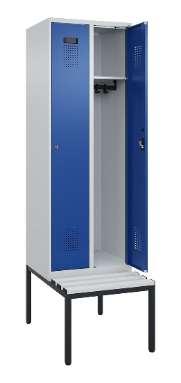 C+P Spind Evolo PLUS 0490507-12 mit Bank 1 Abt.400mm Drehriegel (HxBxT) 2120x400x815mm 7035/6011