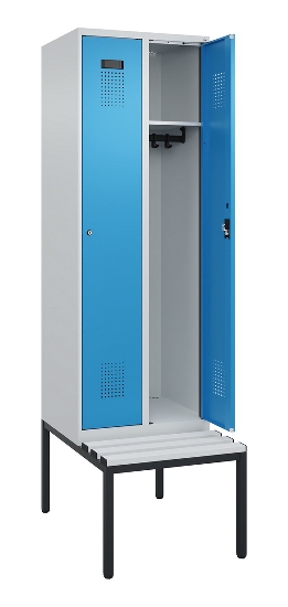 C+P Spind Evolo PLUS 0490507-12 mit Bank 1 Abt.400mm Drehriegel (HxBxT) 2120x400x815mm 7035/6011