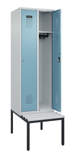 C+P Spind Evolo PLUS 0490507-12 mit Bank 1 Abt.400mm Drehriegel (HxBxT) 2120x400x815mm 7035/6011