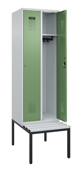 C+P Spind Evolo PLUS 0490507-12 mit Bank 1 Abt.400mm Drehriegel (HxBxT) 2120x400x815mm 7035/6011