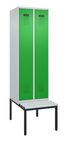 C+P Spind Evolo PLUS 0490507-12 mit Bank 1 Abt.400mm Drehriegel (HxBxT) 2120x400x815mm 7035/6011